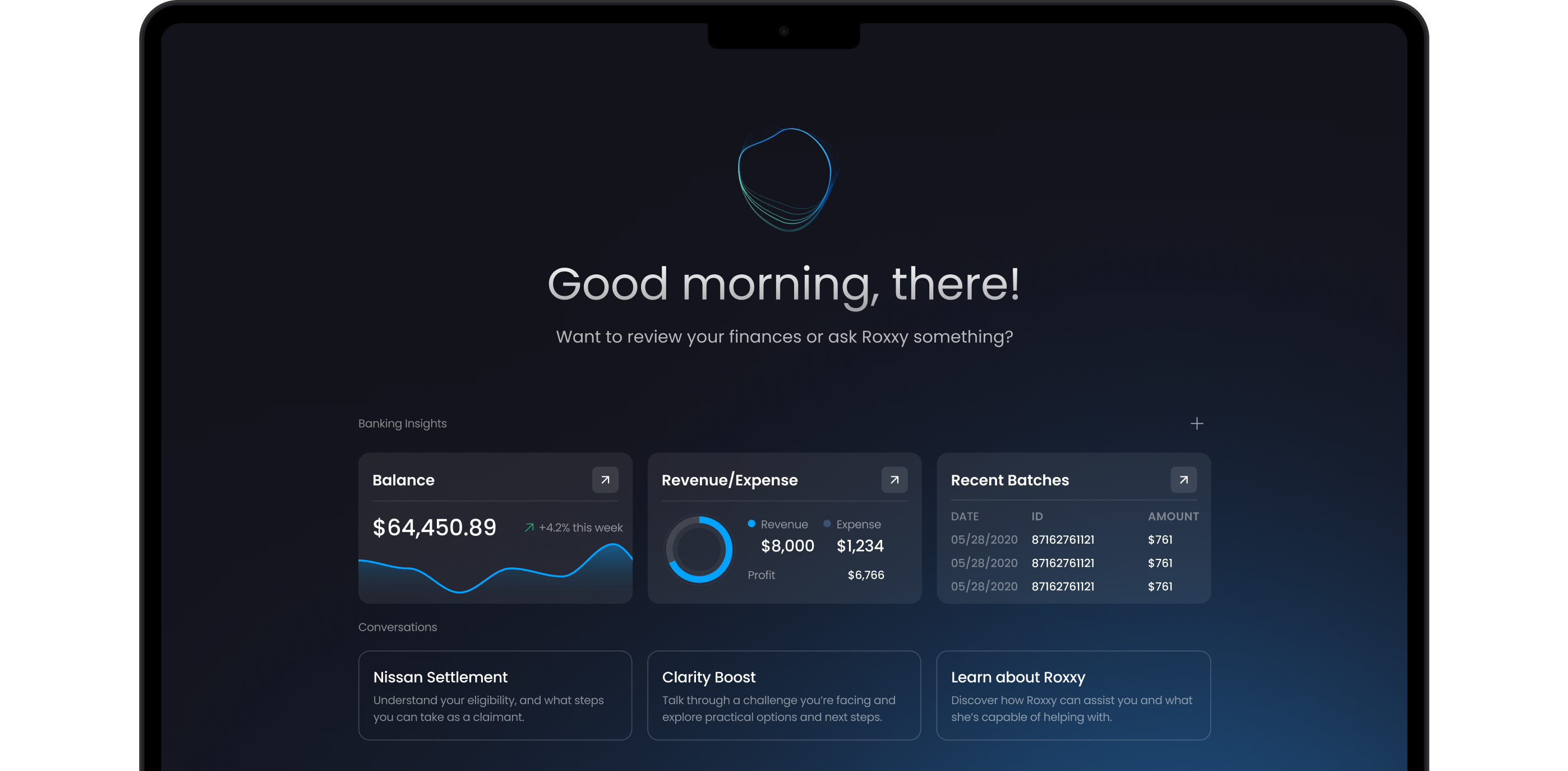 Roxxy dashboard on MacBook Pro