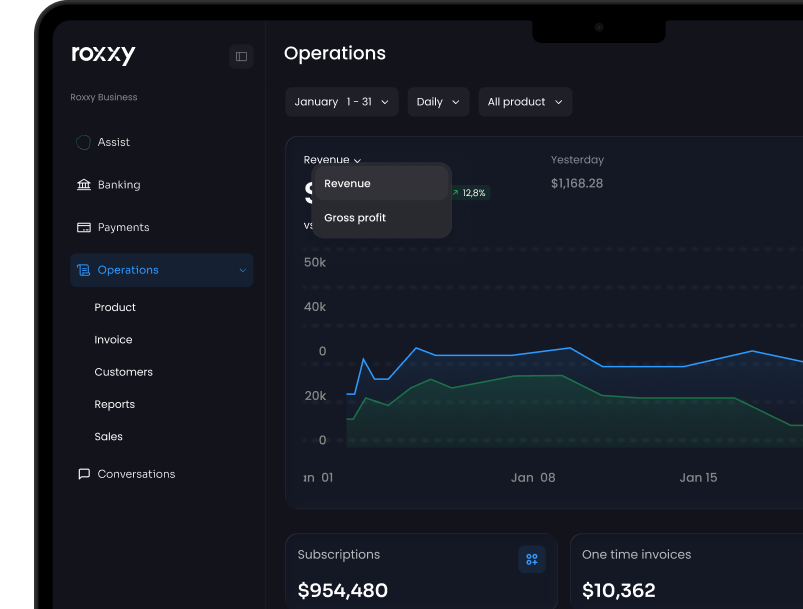 Roxxy Operations: pay invoices